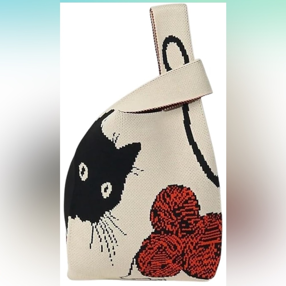 Cat Print knit Bag